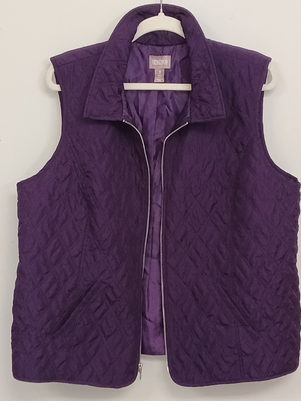 Chico's Quilted Purple Lightweight Sleeveless Full Zip Layering Vest XL Gorpcore
